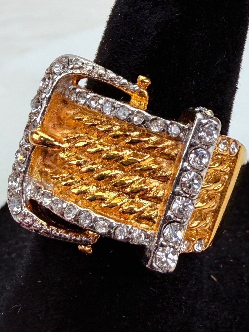 Gold and silver tone size 6, buckle costume ring